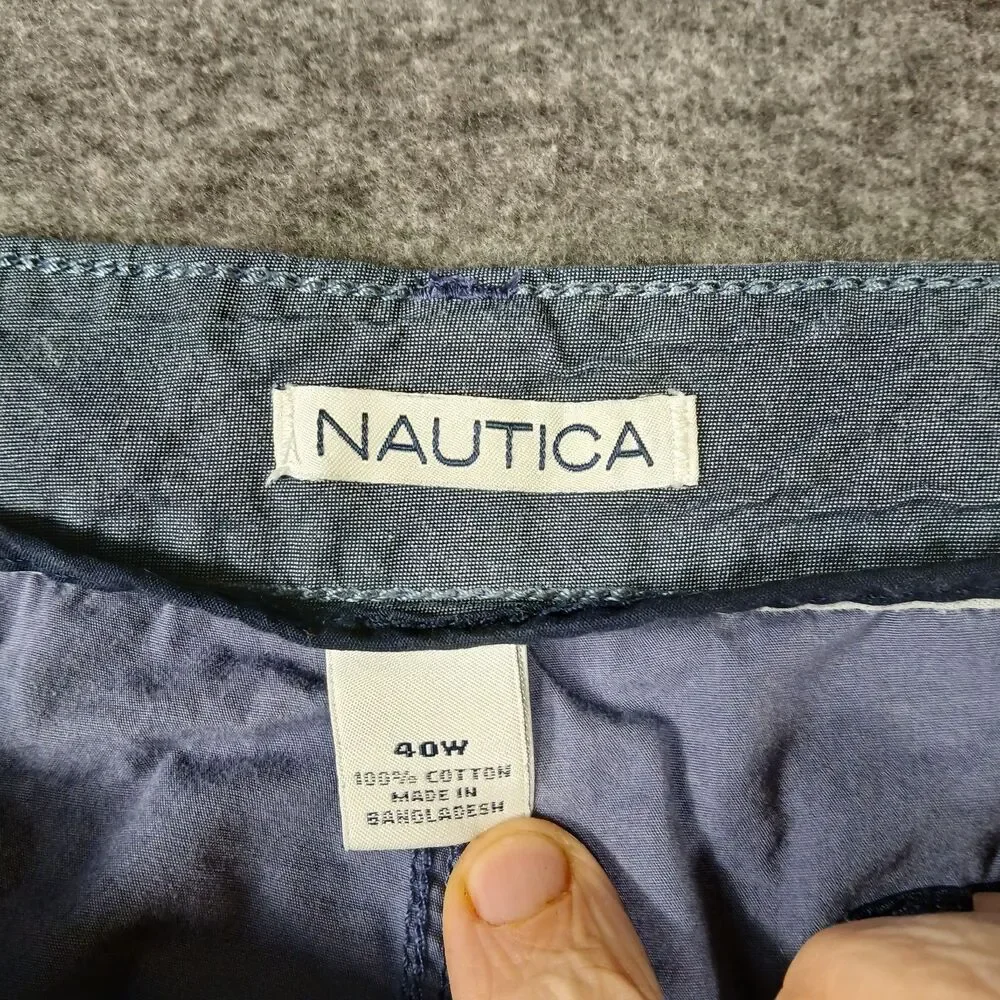 Nautica Cargo Shorts Men's‎ Size 40W Modern Fit Blueish Gray Flat Front Pockets